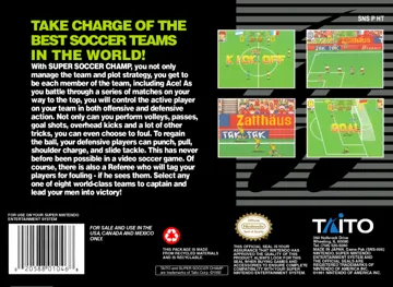 Super Soccer Champ (USA) box cover back